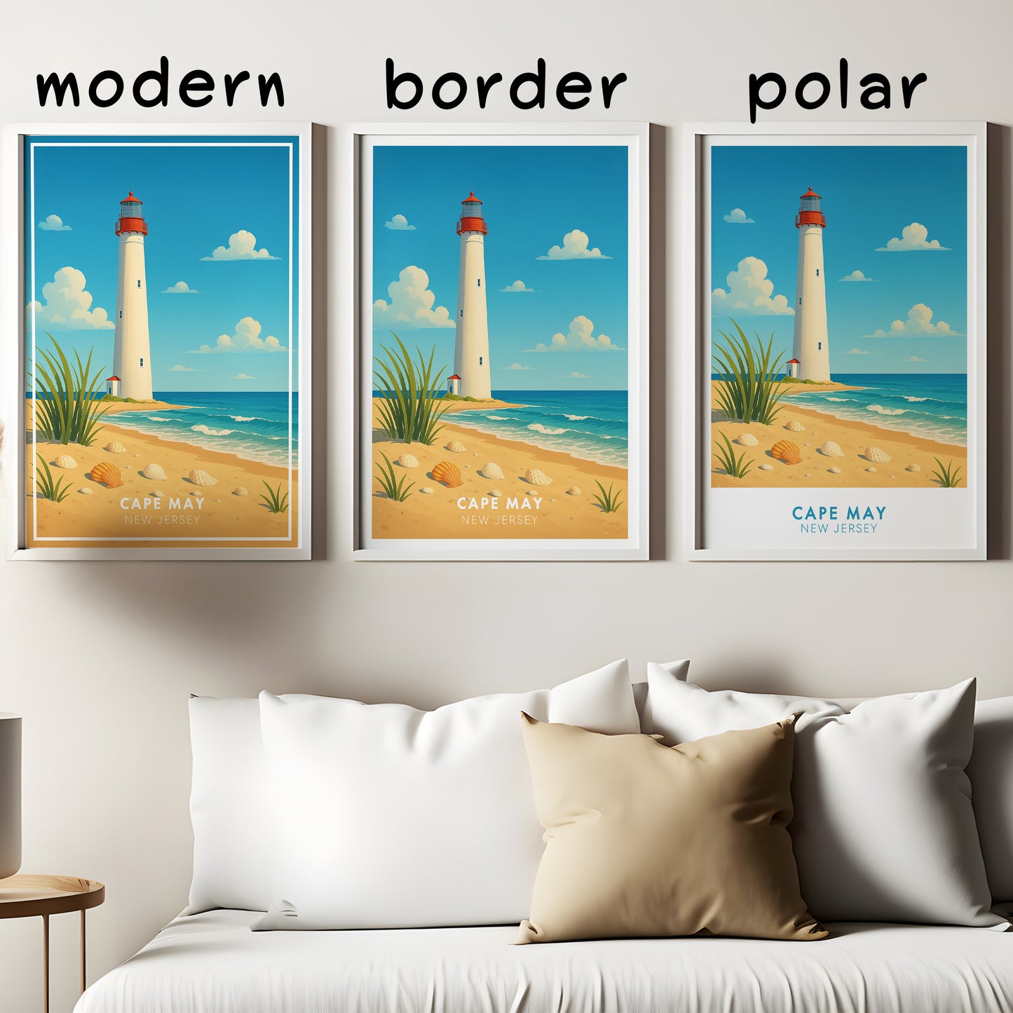 Cape May Lighthouse Art Print – Coastal New Jersey Beach Poster, Nautical Wall Decor, Seaside Home Artwork, Misfit Prints