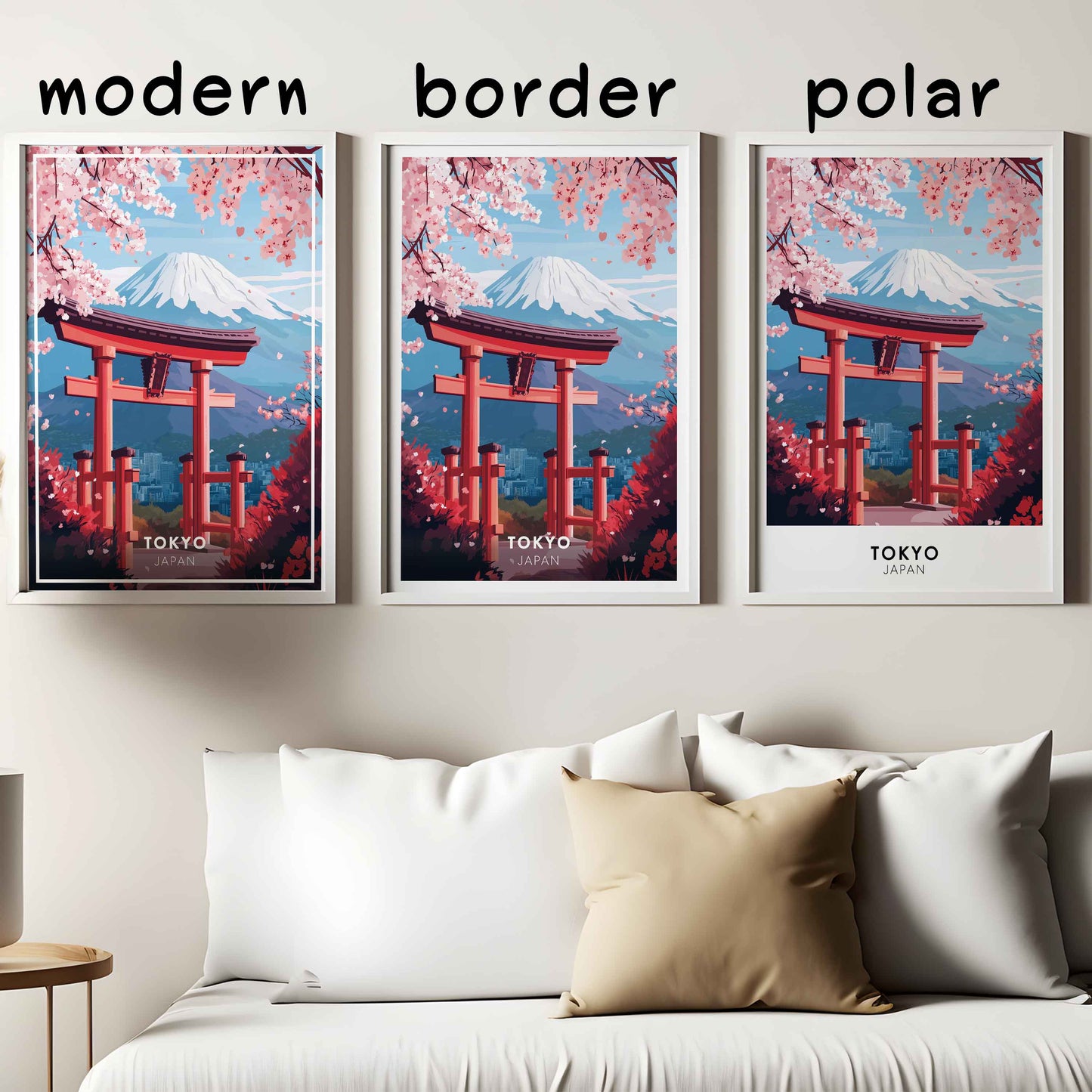 Tokyo Poster – Japan Travel Wall Art, Mount Fuji Print, Torii Gate and Cherry Blossom Decor