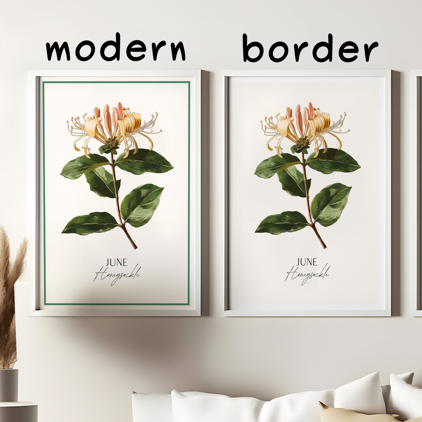 Honeysuckle Print: June Birth Flower Botanical Art