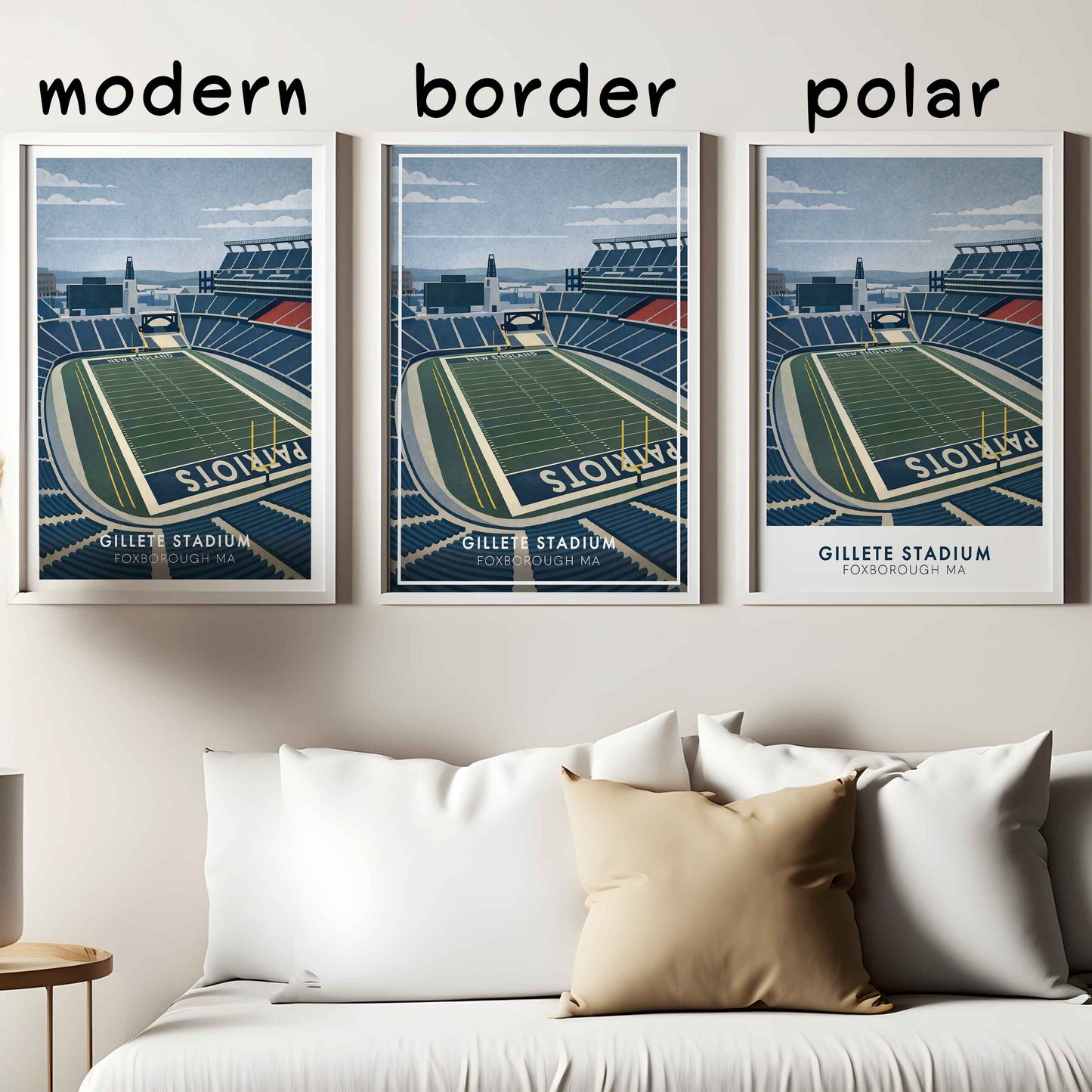 Gillette Stadium Poster New England Football Wall Art Foxborough Stadium Print
