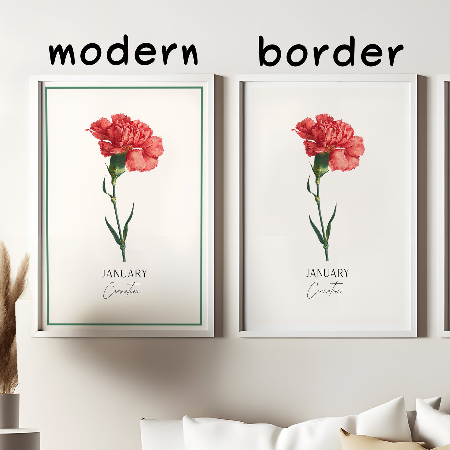 January Birth Flower Print – Carnation Wall