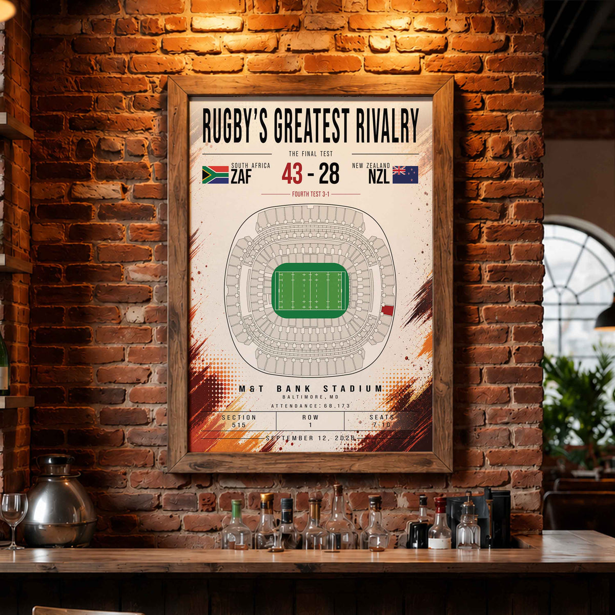 South Africa vs New Zealand Rugby Match Poster | M&T Bank Stadium