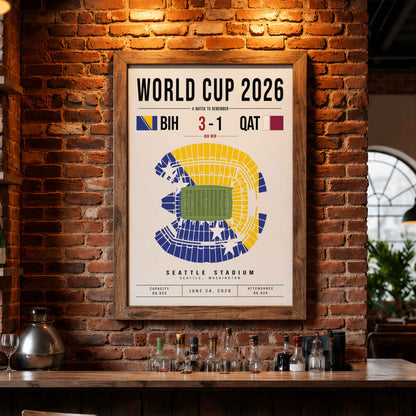 Bosnia and Herzegovina vs. Qatar World Cup Match Poster