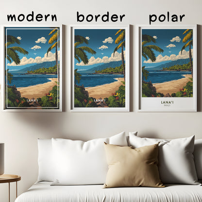 Lanai Maui Hawaii Travel Poster | Tropical Beach Coastal Wall Art