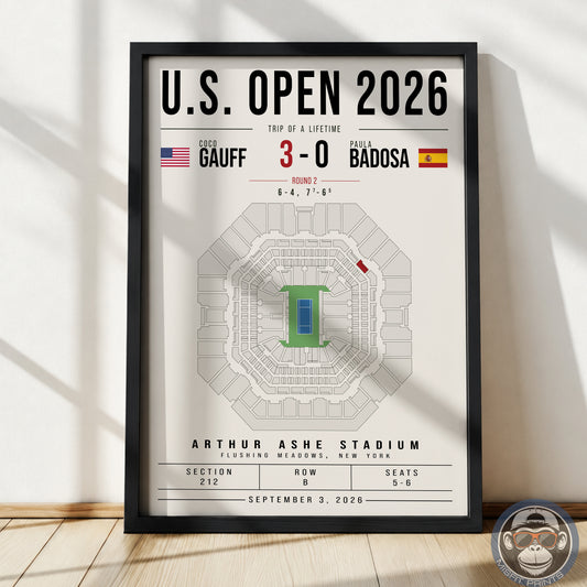 Custom US Open Tennis Stadium Seat Map Poster