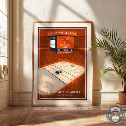 Philadelphia Hockey Arena Poster – Xfinity Arena Inspired Wall Art | Minimalist Hockey Rink Print