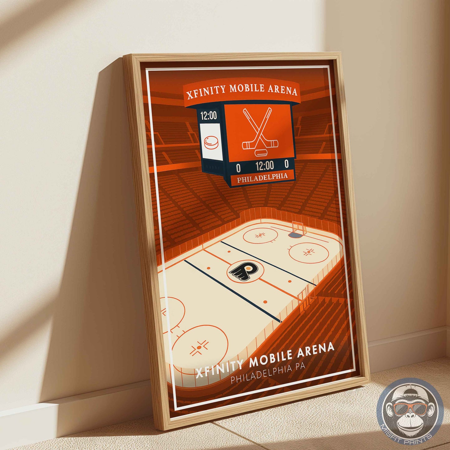 Philadelphia Hockey Arena Poster – Xfinity Arena Inspired Wall Art | Minimalist Hockey Rink Print