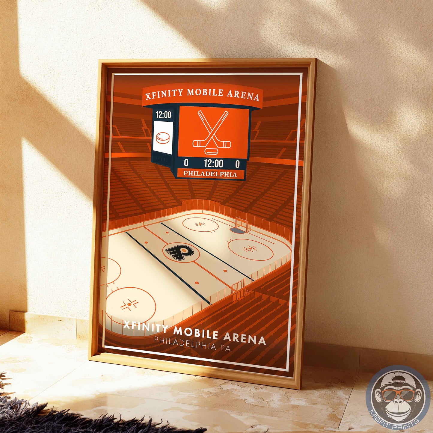 Philadelphia Hockey Arena Poster – Xfinity Arena Inspired Wall Art | Minimalist Hockey Rink Print