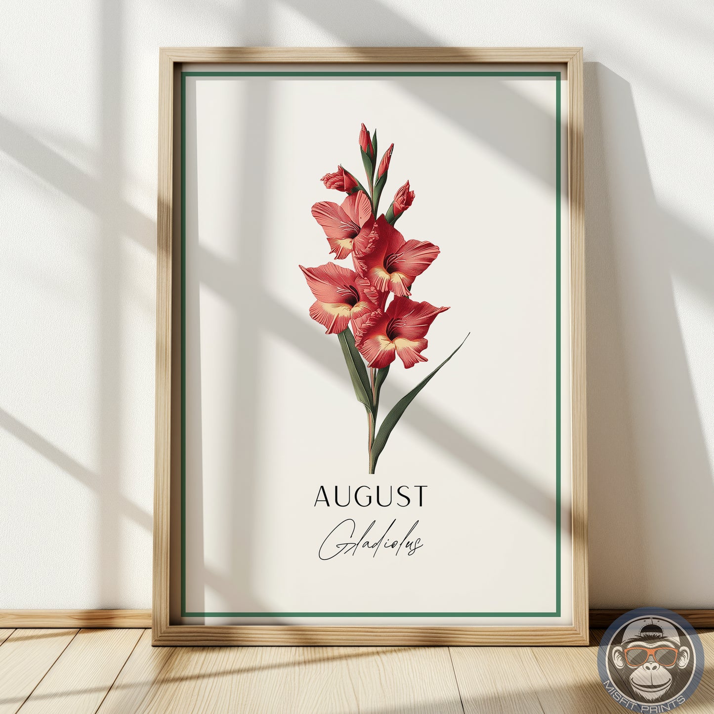 Gladiolus Print: August Birth Flower Botanical Art