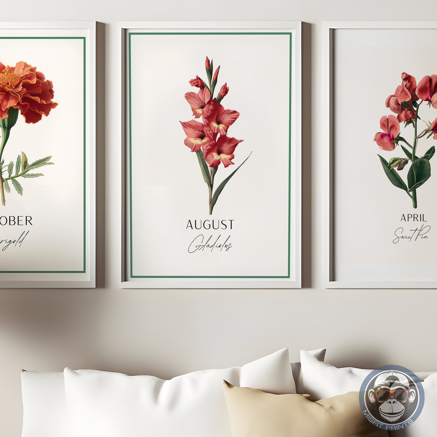 Gladiolus Print: August Birth Flower Botanical Art
