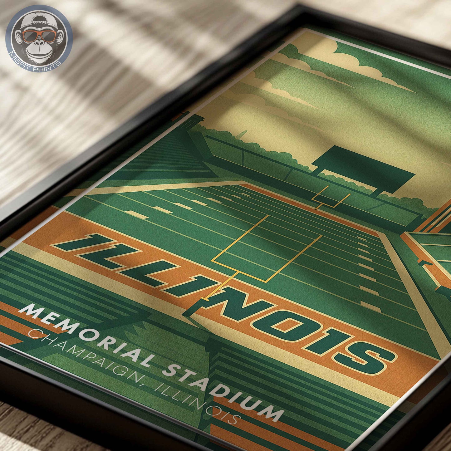Memorial Stadium Illinois Art Print: Minimalist College Football Poster