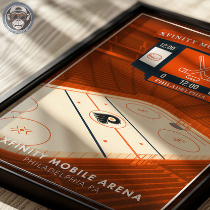 Philadelphia Hockey Arena Poster – Xfinity Arena Inspired Wall Art | Minimalist Hockey Rink Print