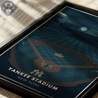 New York Night Baseball Poster, Minimalist Stadium Art Print