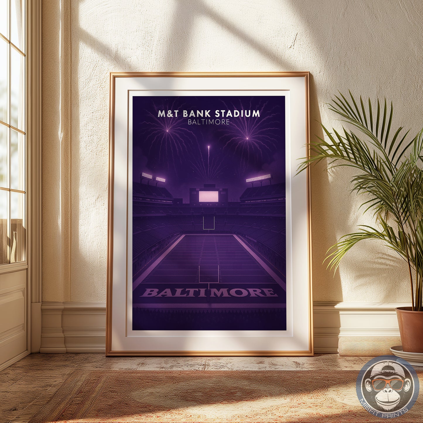 M&T Bank Stadium Baltimore Poster – Ravens Football Art Print – Purple Stadium Wall Decor