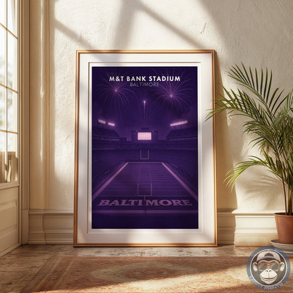 M&T Bank Stadium Baltimore Poster – Ravens Football Art Print – Purple Stadium Wall Decor
