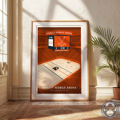 Philadelphia Hockey Arena Poster – Xfinity Arena Inspired Wall Art | Minimalist Hockey Rink Print