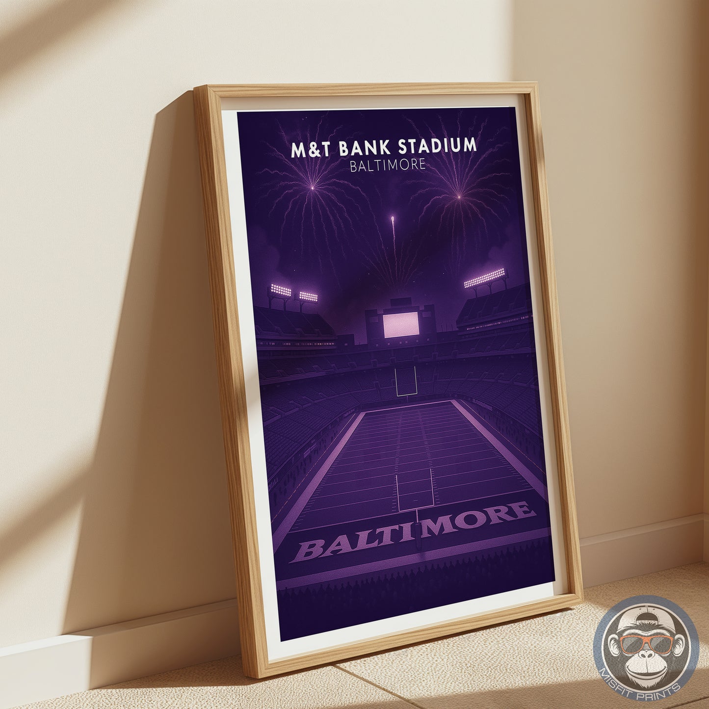 M&T Bank Stadium Baltimore Poster – Ravens Football Art Print – Purple Stadium Wall Decor