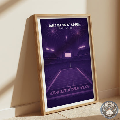 M&T Bank Stadium Baltimore Poster – Ravens Football Art Print – Purple Stadium Wall Decor