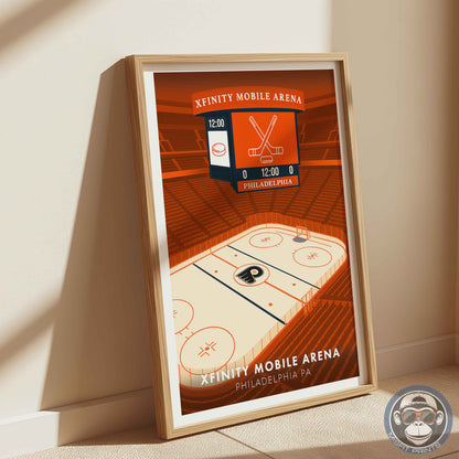 Philadelphia Hockey Arena Poster – Xfinity Arena Inspired Wall Art | Minimalist Hockey Rink Print
