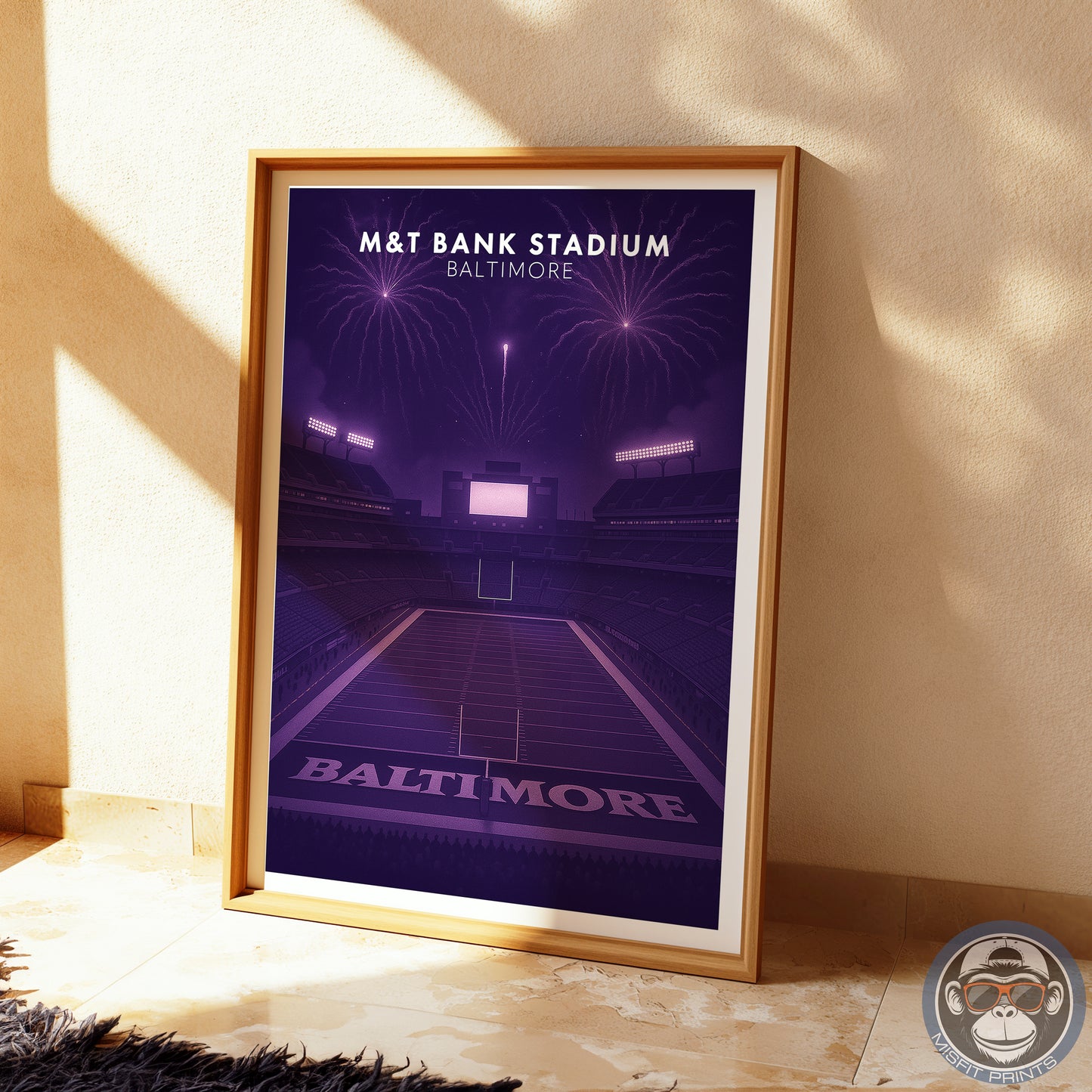 M&T Bank Stadium Baltimore Poster – Ravens Football Art Print – Purple Stadium Wall Decor