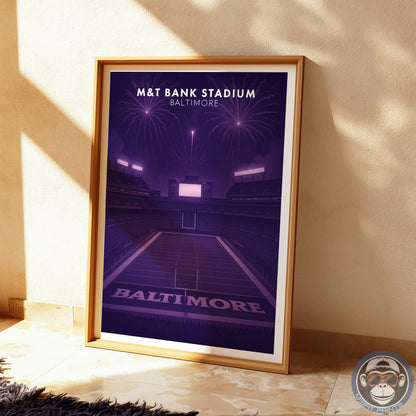 M&T Bank Stadium Baltimore Poster – Ravens Football Art Print – Purple Stadium Wall Decor