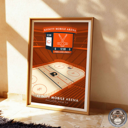 Philadelphia Hockey Arena Poster – Xfinity Arena Inspired Wall Art | Minimalist Hockey Rink Print