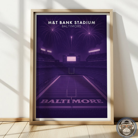 M&T Bank Stadium Baltimore Poster – Ravens Football Art Print – Purple Stadium Wall Decor