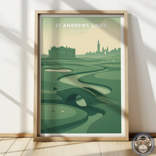 St Andrews Golf Course Art Print — Vintage Scottish Links Wall Art