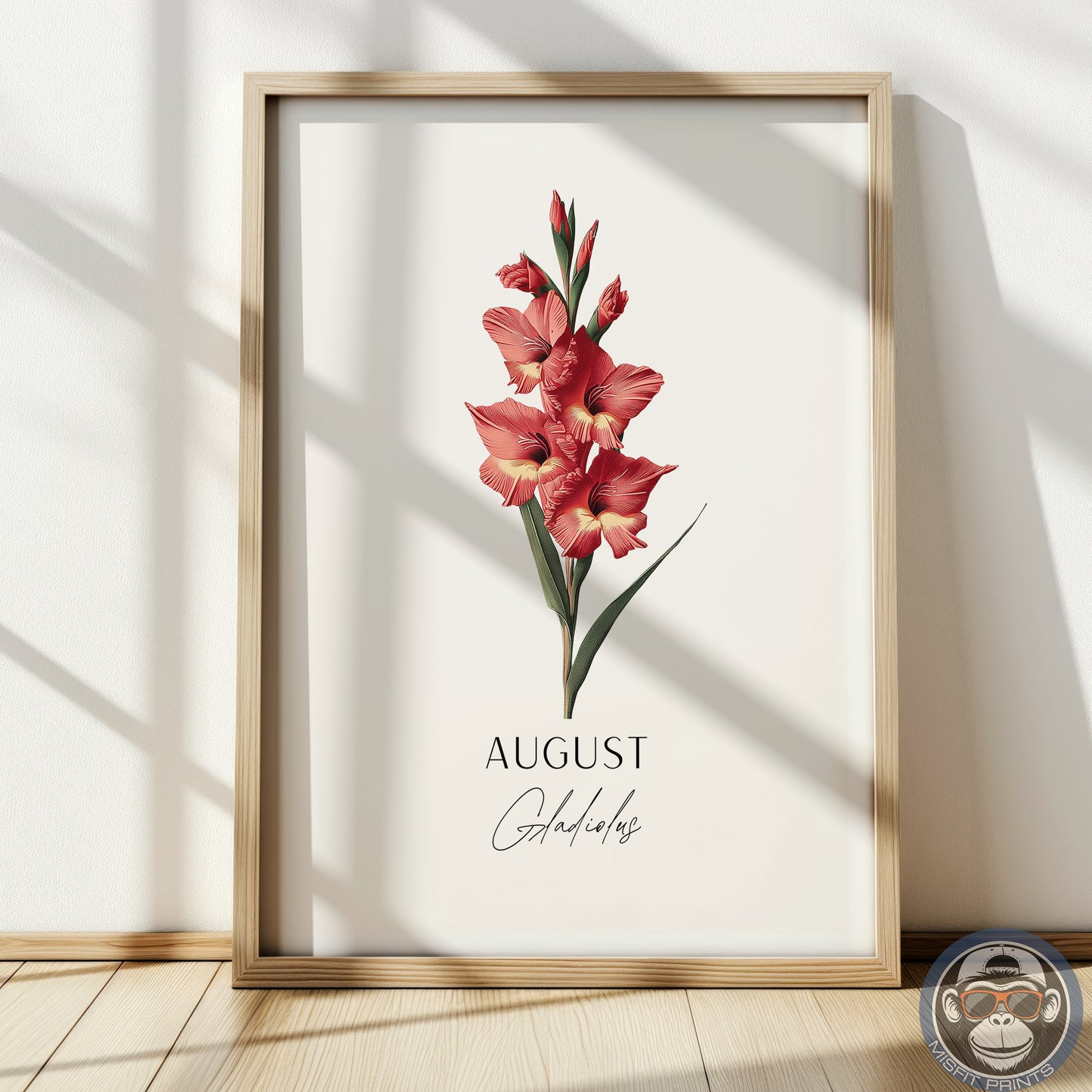 Gladiolus Print: August Birth Flower Botanical Art