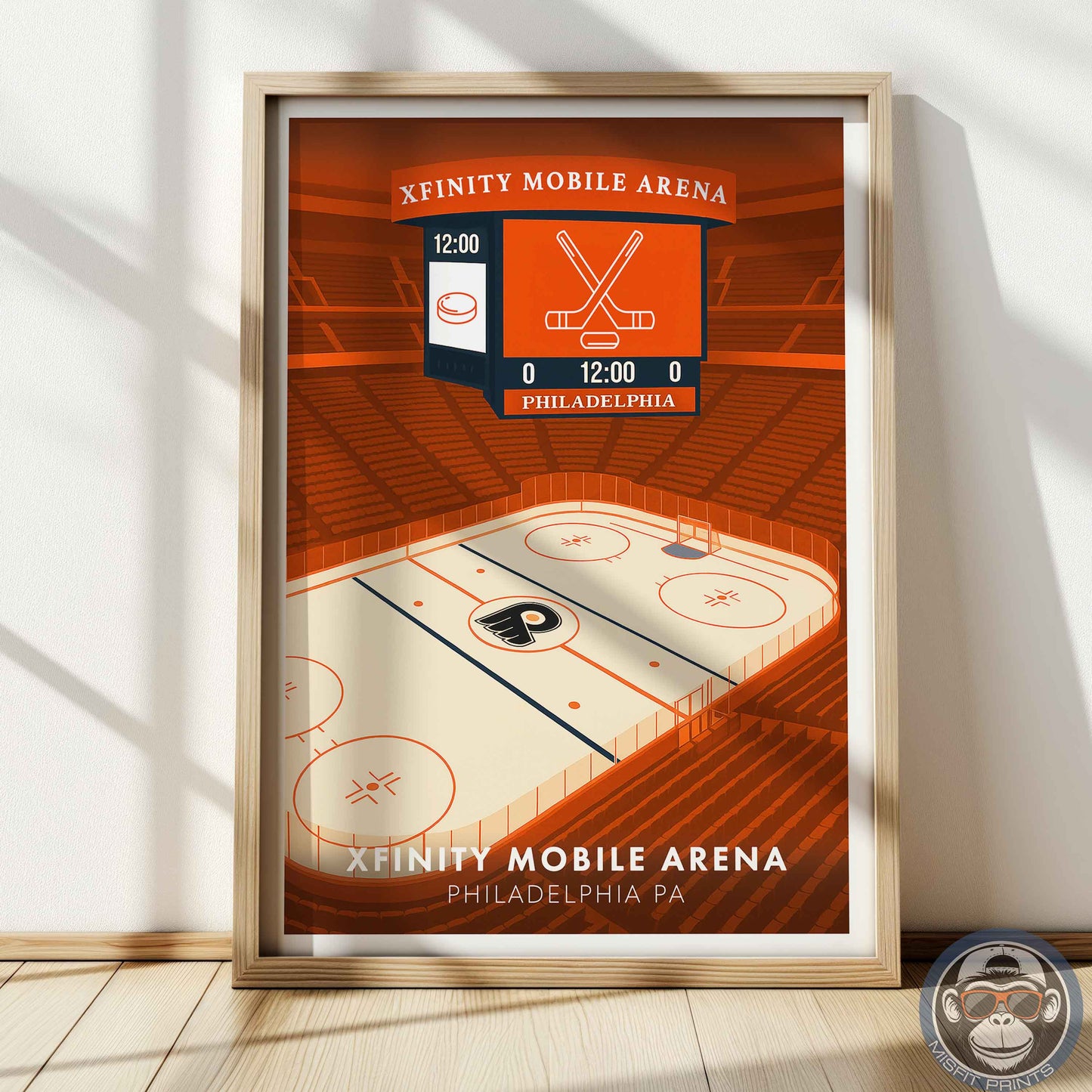 Philadelphia Hockey Arena Poster – Xfinity Arena Inspired Wall Art | Minimalist Hockey Rink Print
