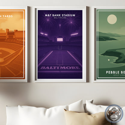 M&T Bank Stadium Baltimore Poster – Ravens Football Art Print – Purple Stadium Wall Decor