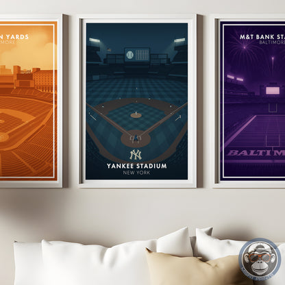 New York Night Baseball Poster, Minimalist Stadium Art Print