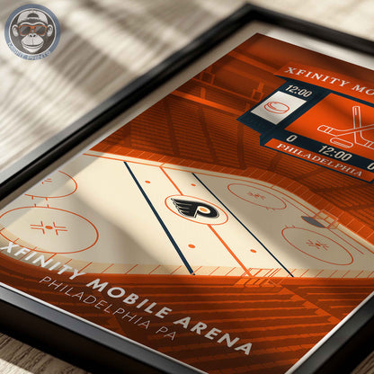 Philadelphia Hockey Arena Poster – Xfinity Arena Inspired Wall Art | Minimalist Hockey Rink Print