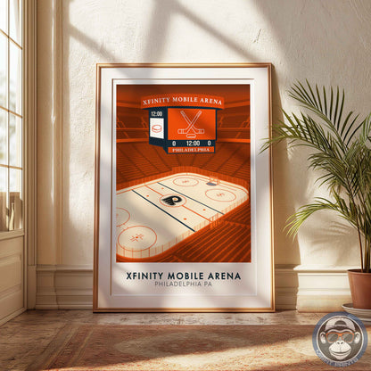 Philadelphia Hockey Arena Poster – Xfinity Arena Inspired Wall Art | Minimalist Hockey Rink Print