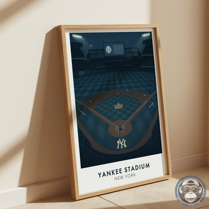 New York Night Baseball Poster, Minimalist Stadium Art Print