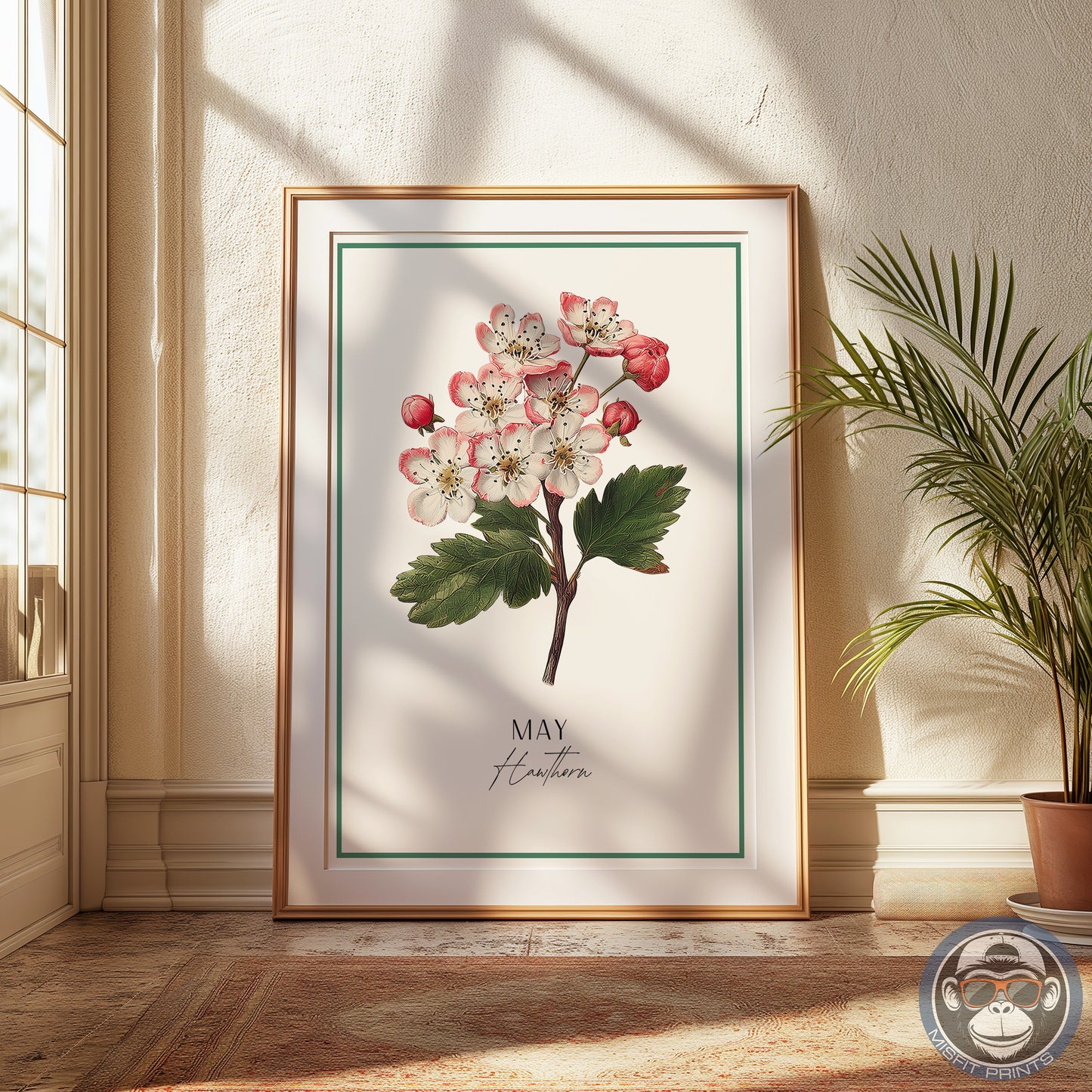 Hawthorn Print: May Birth Flower Botanical Art