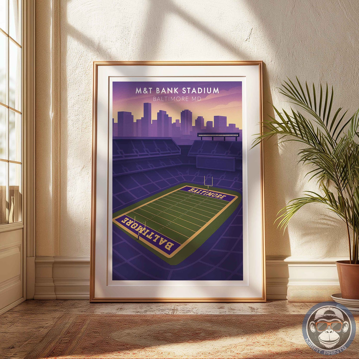 M&T Bank Stadium Poster Baltimore Football Wall Art Print | City Skyline Sports Decor