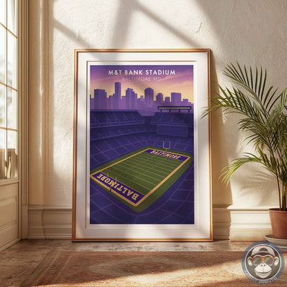 M&T Bank Stadium Poster Baltimore Football Wall Art Print | City Skyline Sports Decor