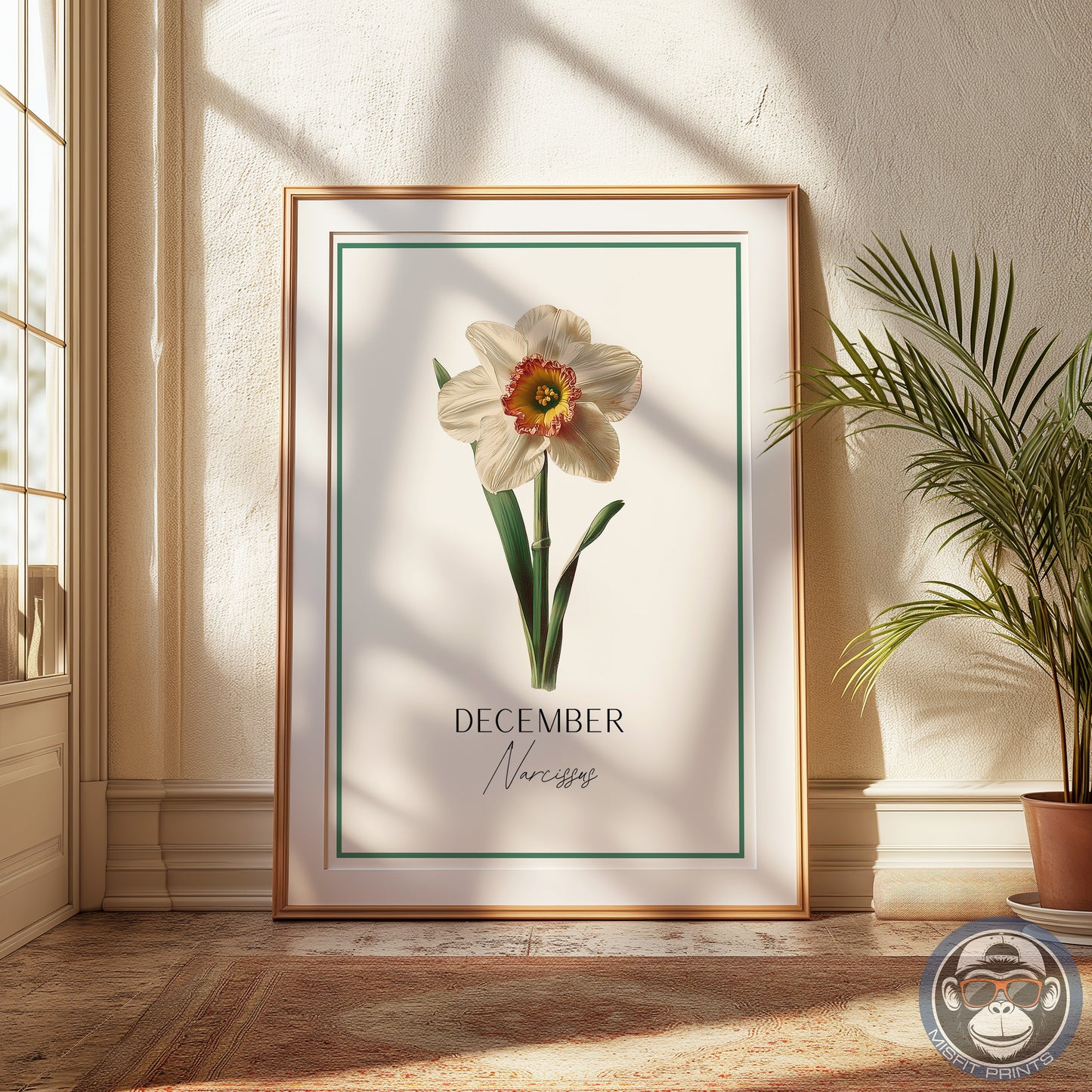 Narcissus Print: December Birth Flower Botanical Art