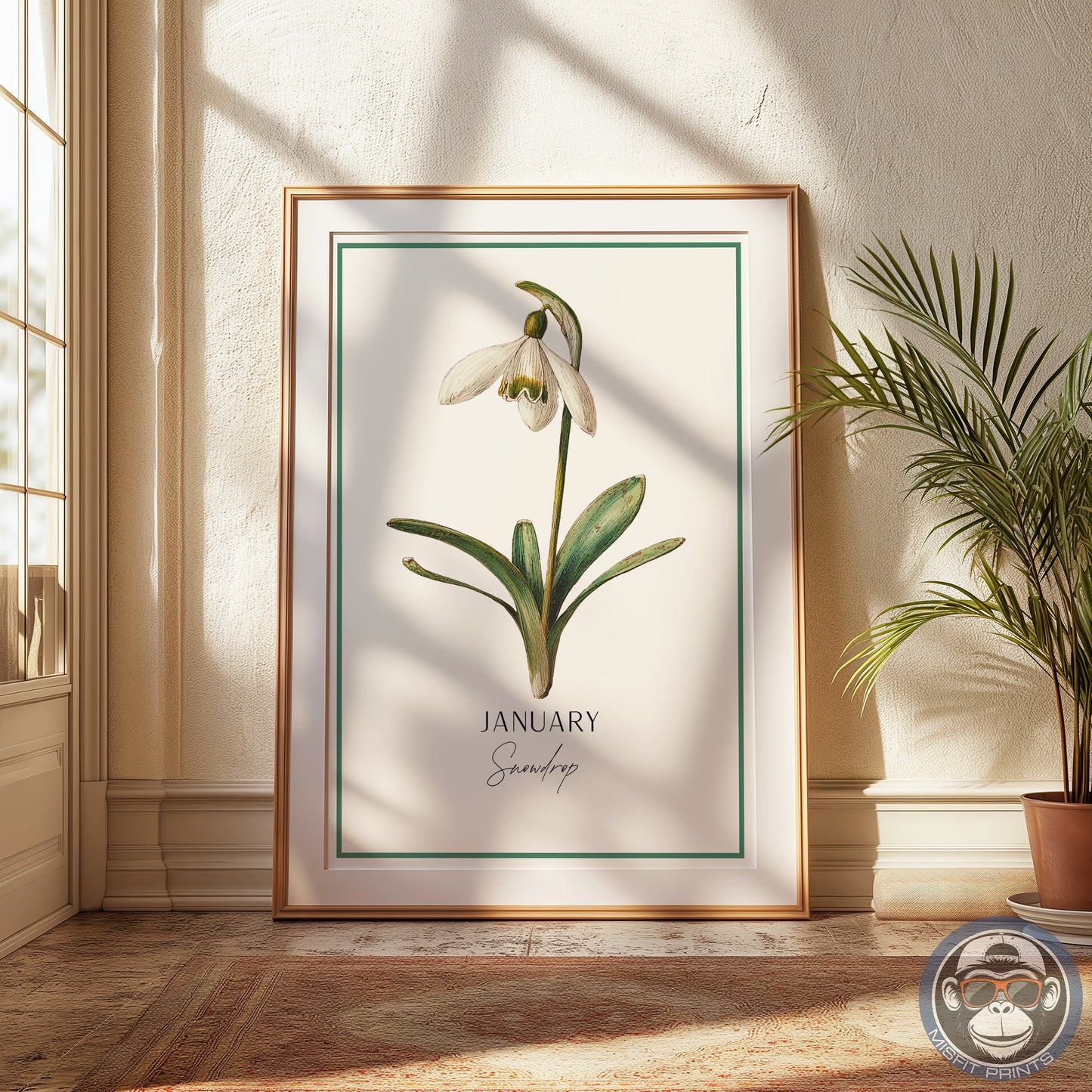 Snowdrop Print: January Birth Flower Botanical Art