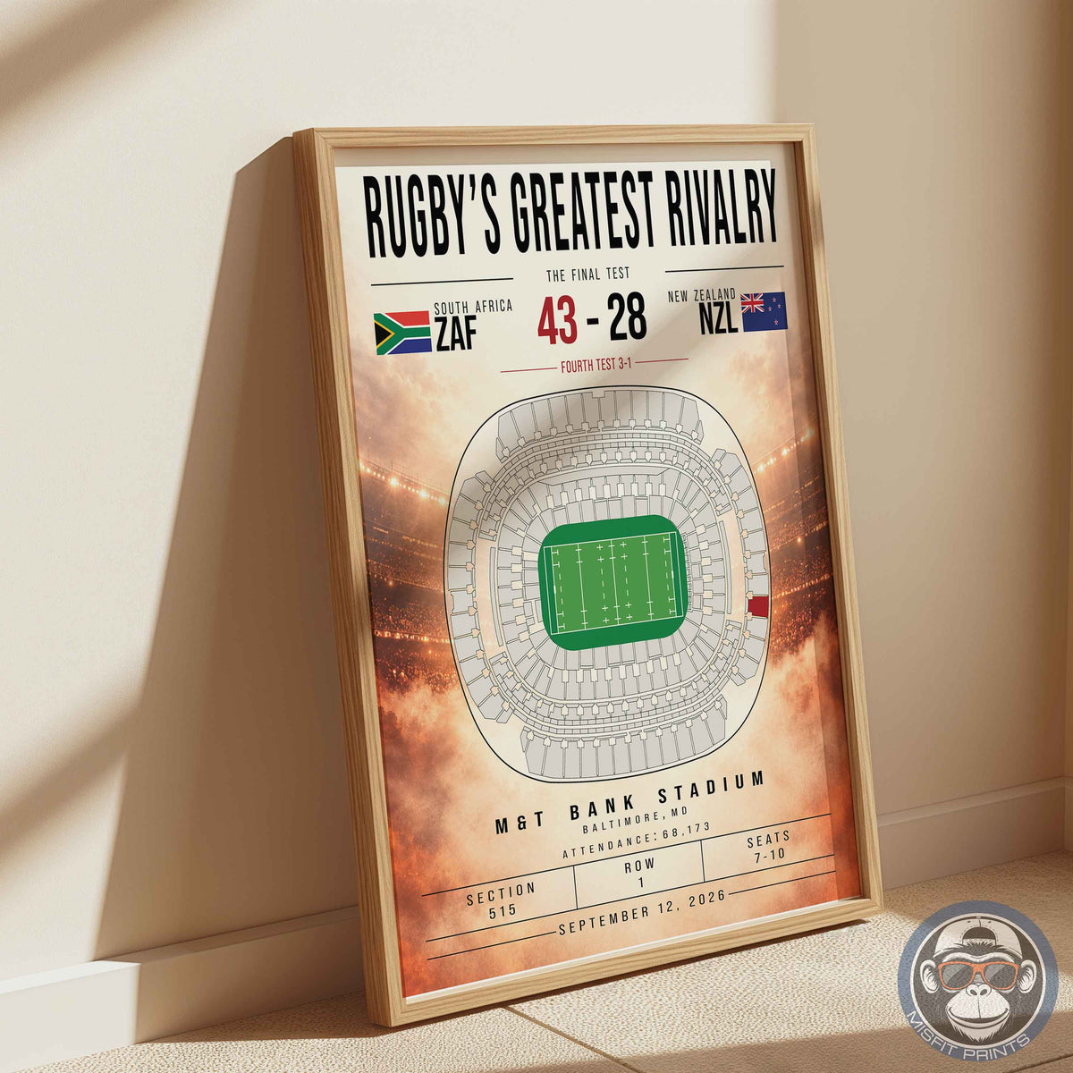 South Africa vs New Zealand Rugby Match Poster | M&T Bank Stadium