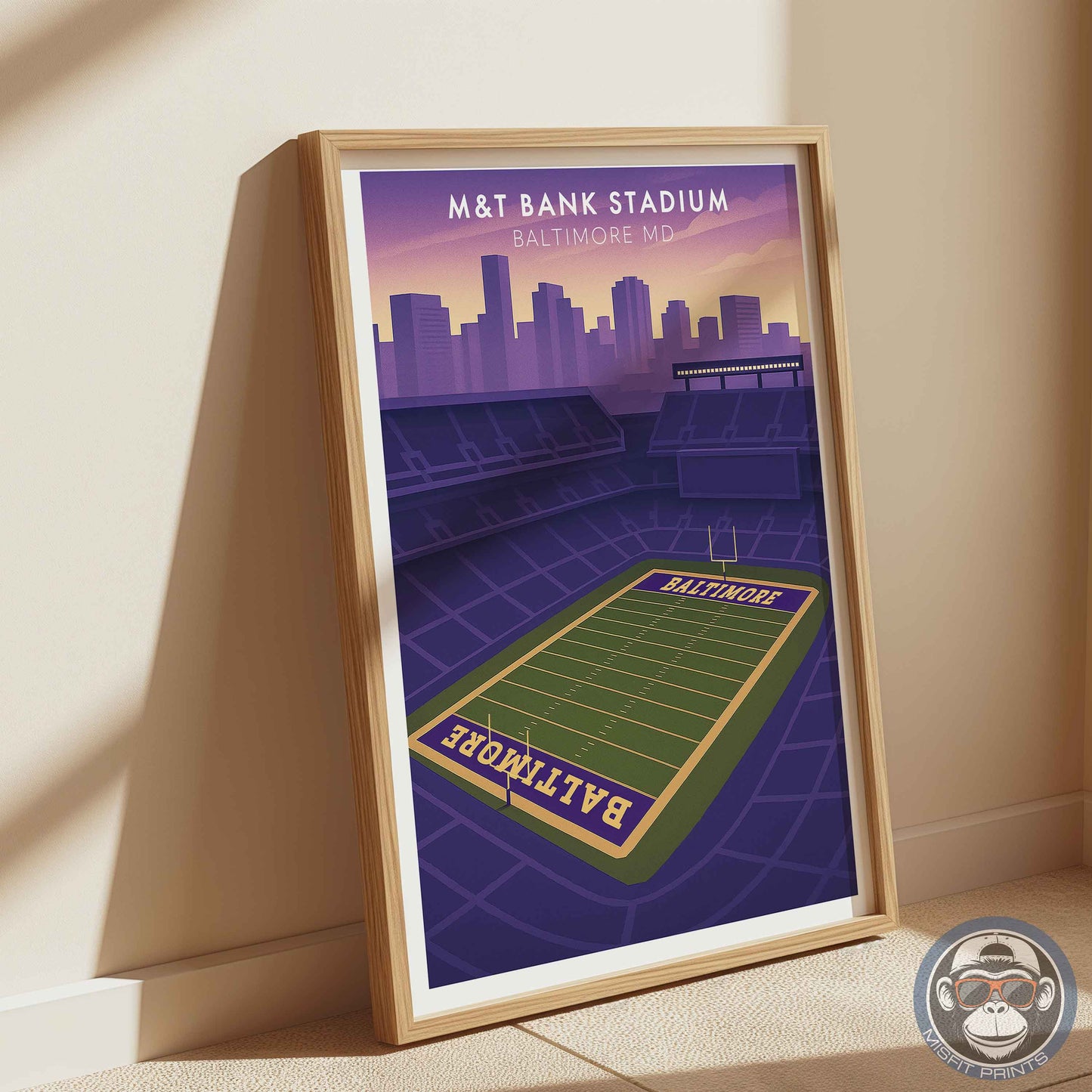 M&T Bank Stadium Poster Baltimore Football Wall Art Print | City Skyline Sports Decor
