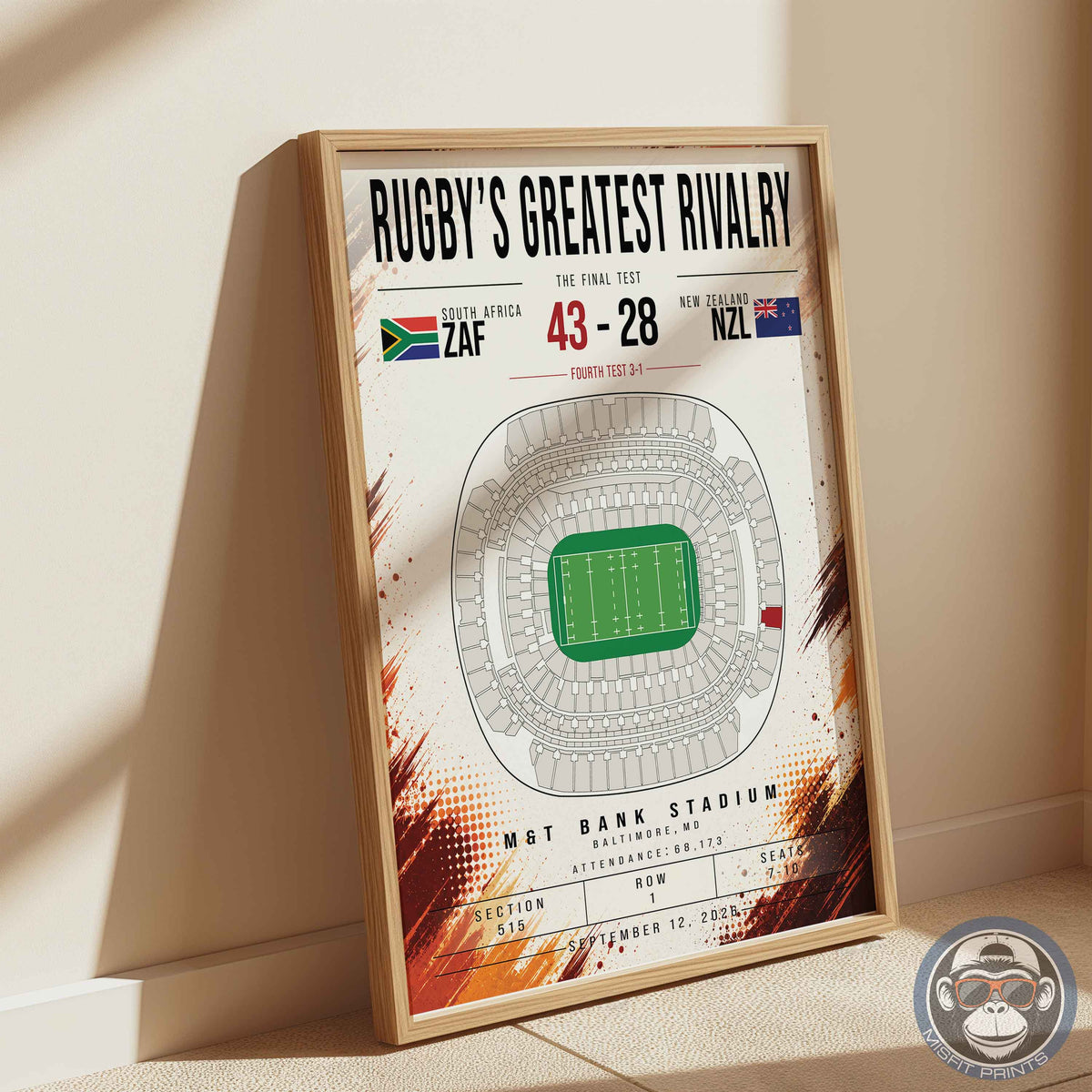 South Africa vs New Zealand Rugby Match Poster | M&T Bank Stadium