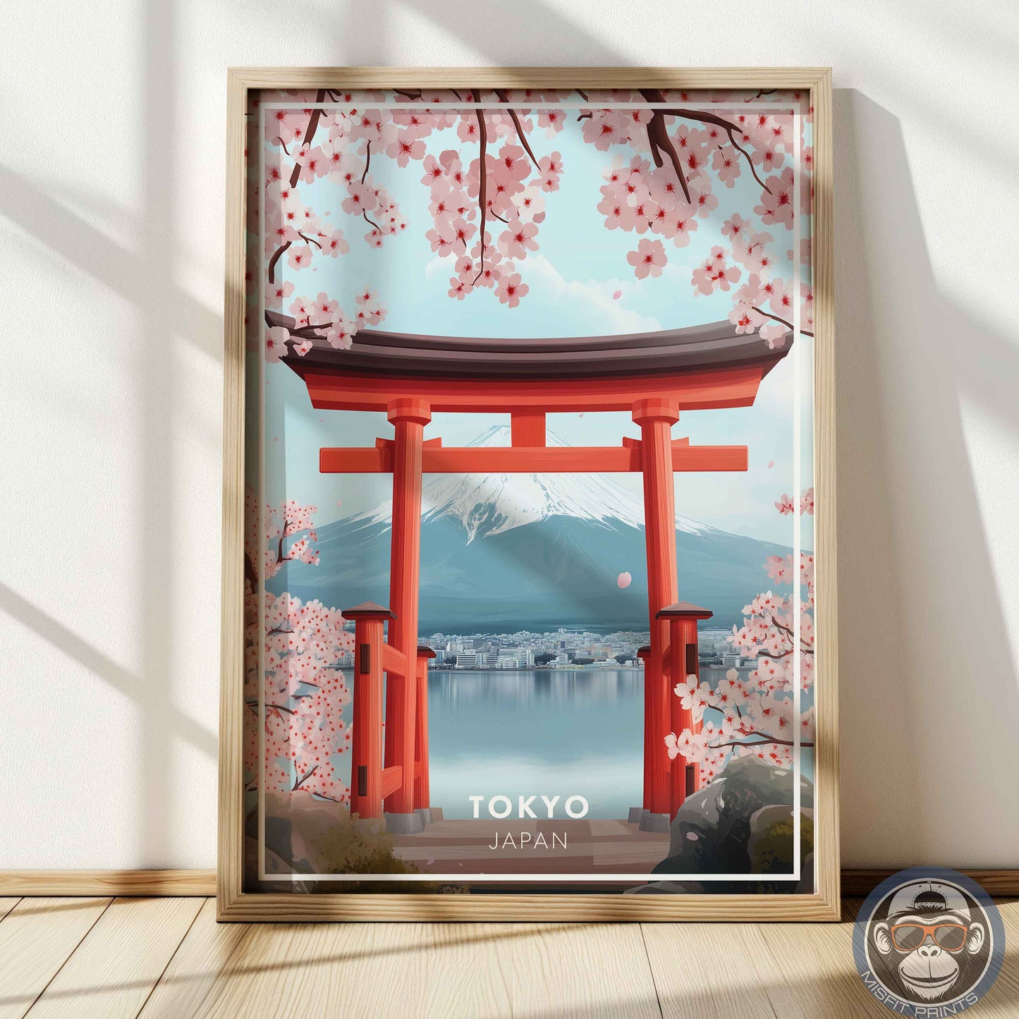 Tokyo Poster – Japan Travel Wall Art, Mount Fuji Print, Torii Gate and Cherry Blossom Decor