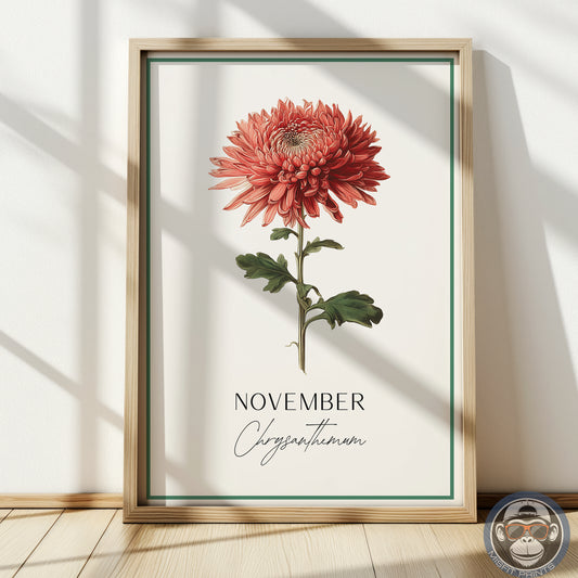 Chrysanthemum Print: November Birth Flower Botanical Art