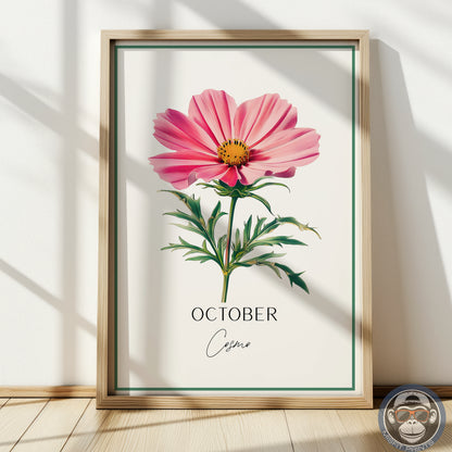 October Birth Flower Art Print – Cosmos Botanical Wall Art