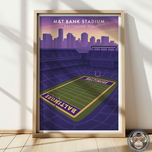 M&T Bank Stadium Poster Baltimore Football Wall Art Print | City Skyline Sports Decor