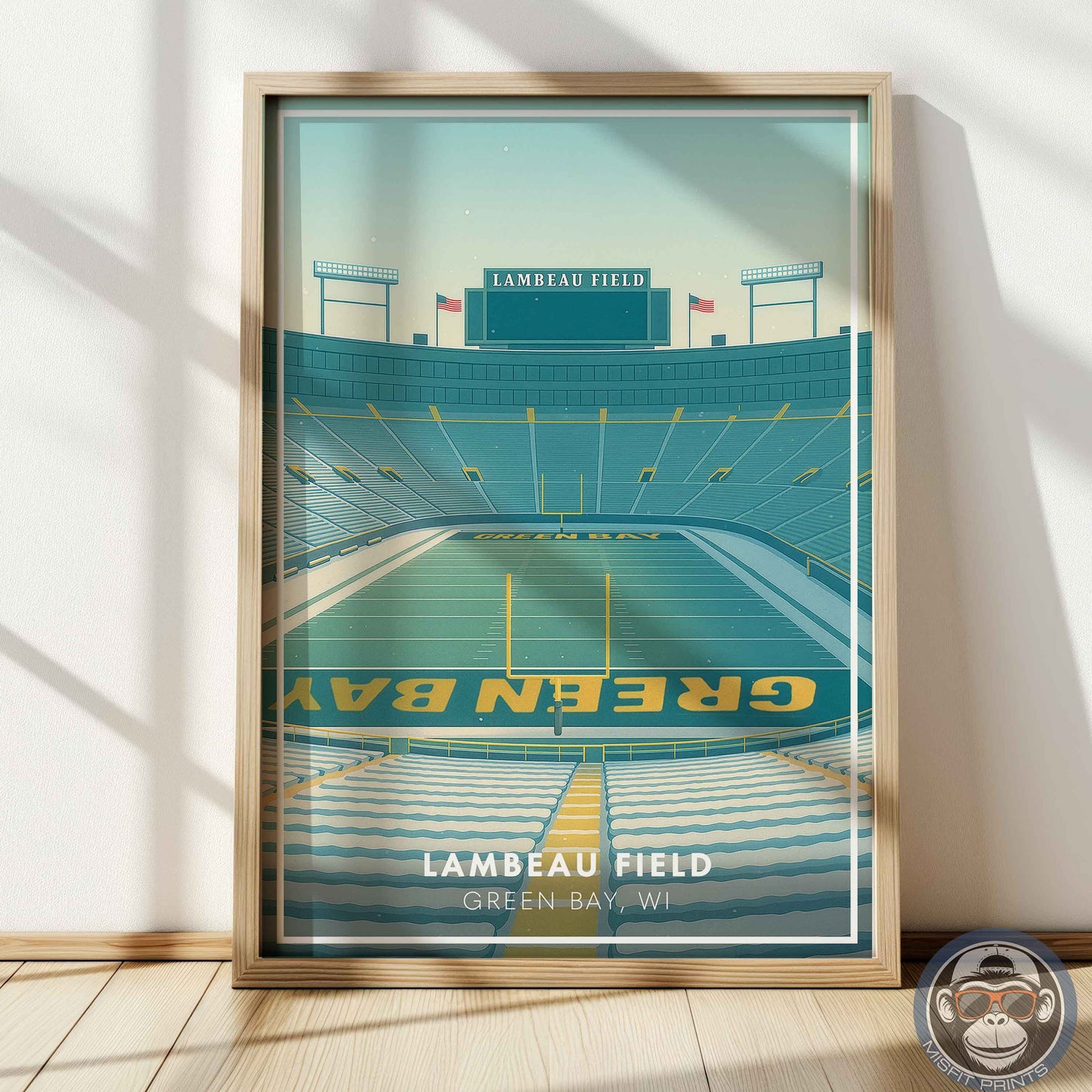 Lambeau Field Poster Green Bay Football Stadium Wall Art Print for Home Decor & Fans