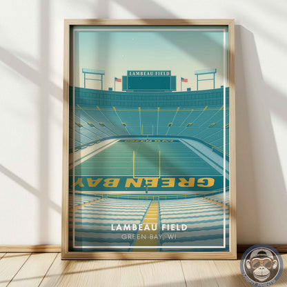 Lambeau Field Poster Green Bay Football Stadium Wall Art Print for Home Decor & Fans