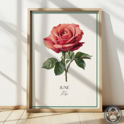 June Birth Flower Print – Rose Illustration